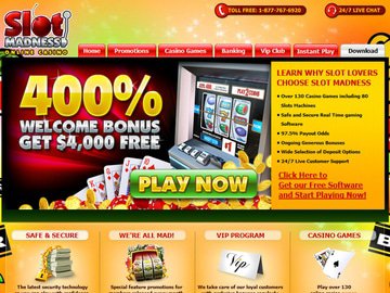 Slot Madness Casino Homepage Preview